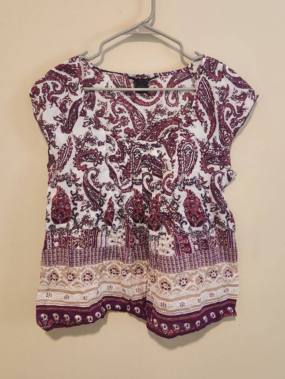 Like New Calvin Klein Jeans Purple Paisley Top Size M